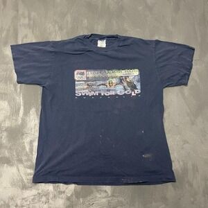 Vintage Olympic Team Aus Swim For Gold T-Shirt Mens Large Blue 2000s ISC Bonds